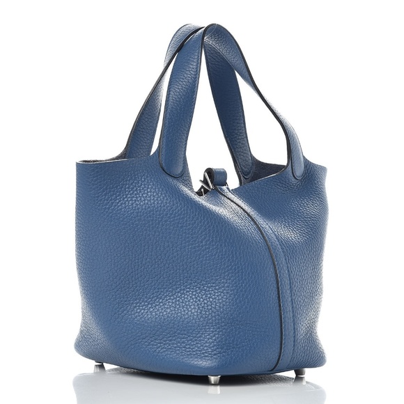 Hermes Handbags - HERMES Taurillon Clemence Picotin 18 Bleu  Agate